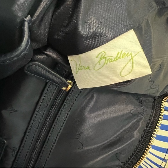 VERA BRADLEY Streeterville Ella Tote Blue White Wavy Stripe Water Repellant - Picture 15 of 15